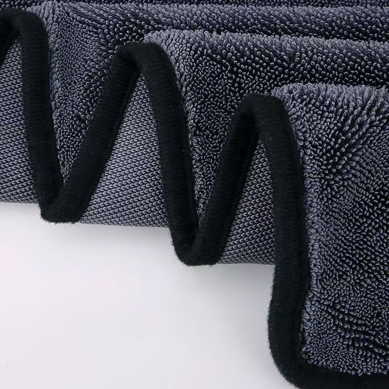 Detailed shot of the twisted loop structure of a car drying towel