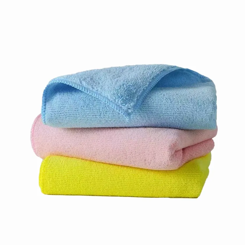 A stack of high-low pile microfiber car wash towels
