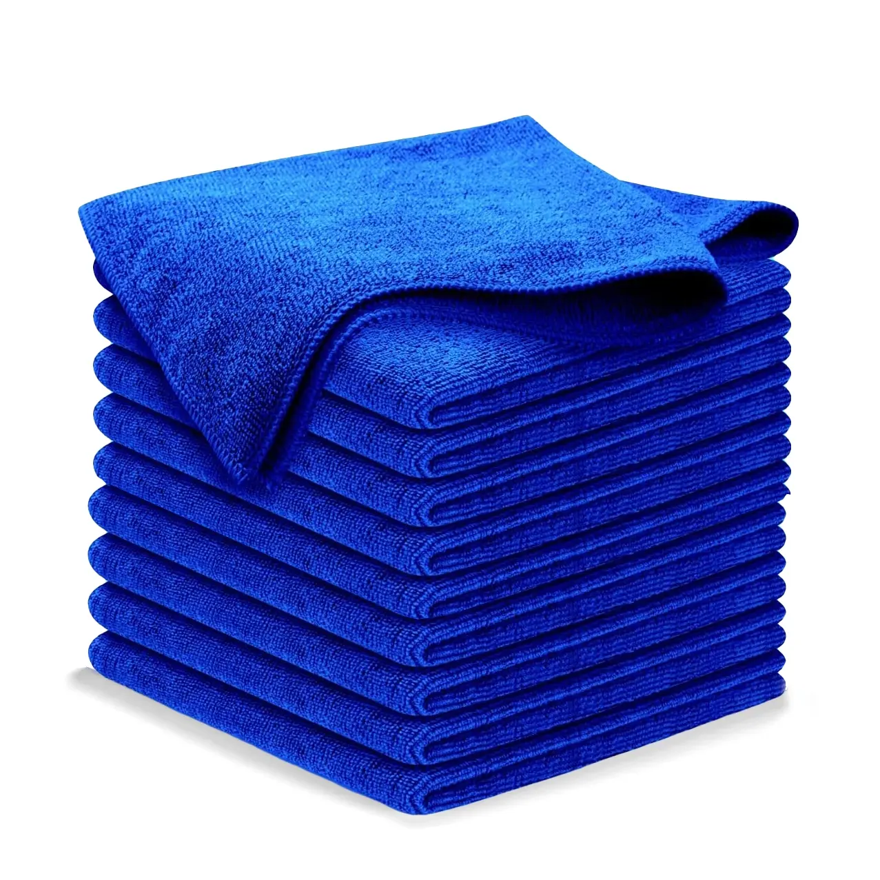 a stack of blue and gray microfiber car cleaning cloths