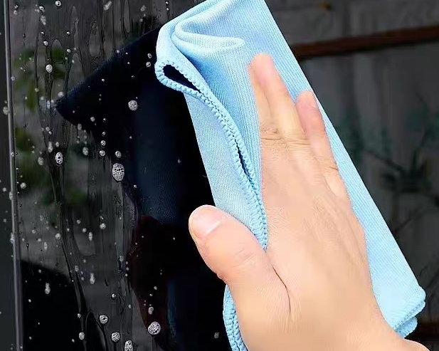 A close-up of a fish scale microfiber glass cloth