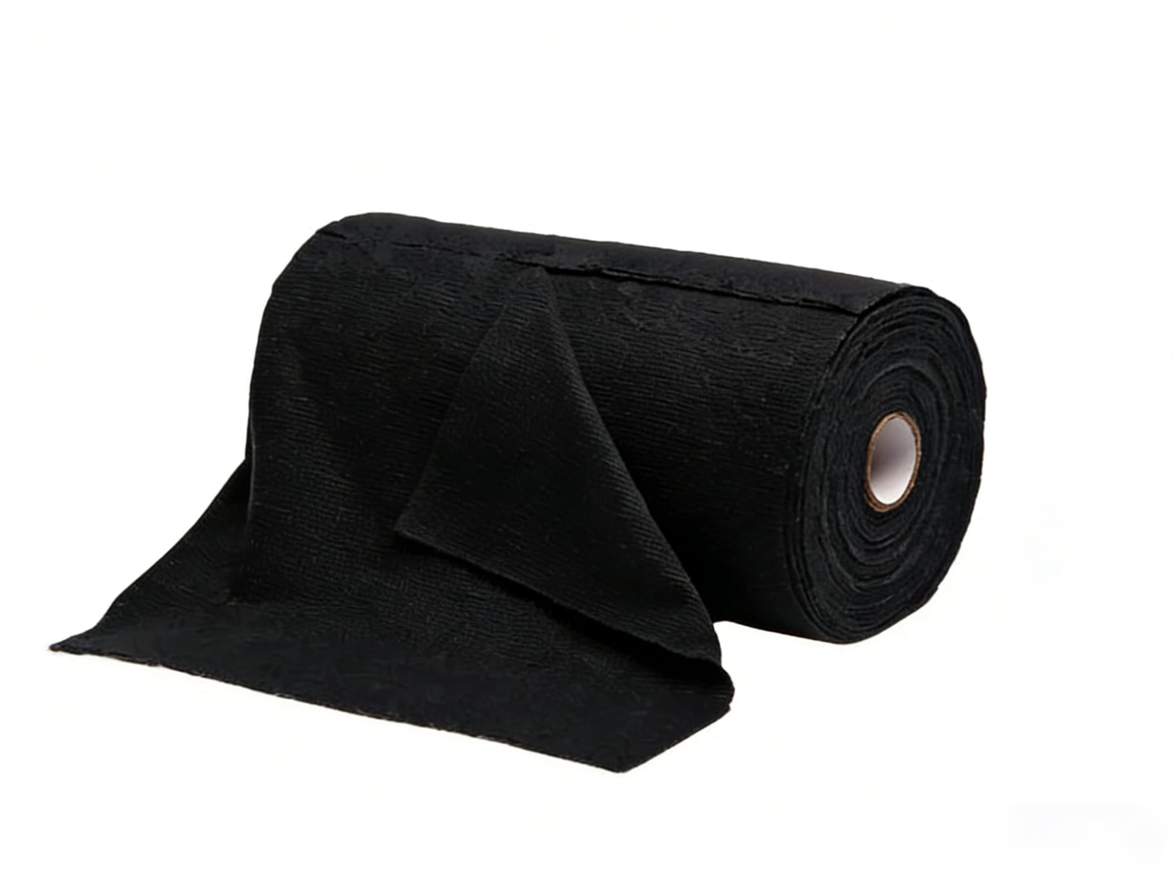 A roll of 75 black microfiber cleaning cloths