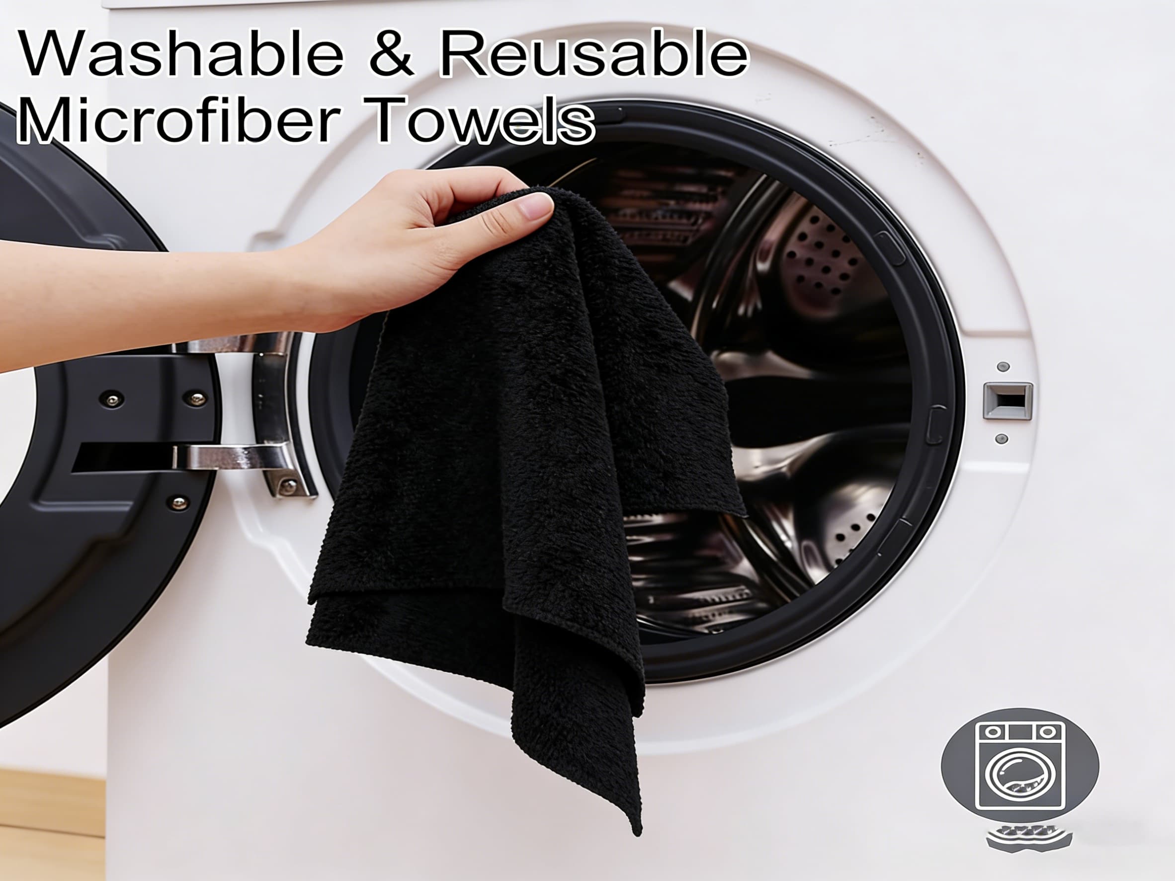 Microfiber cloths air drying on a line