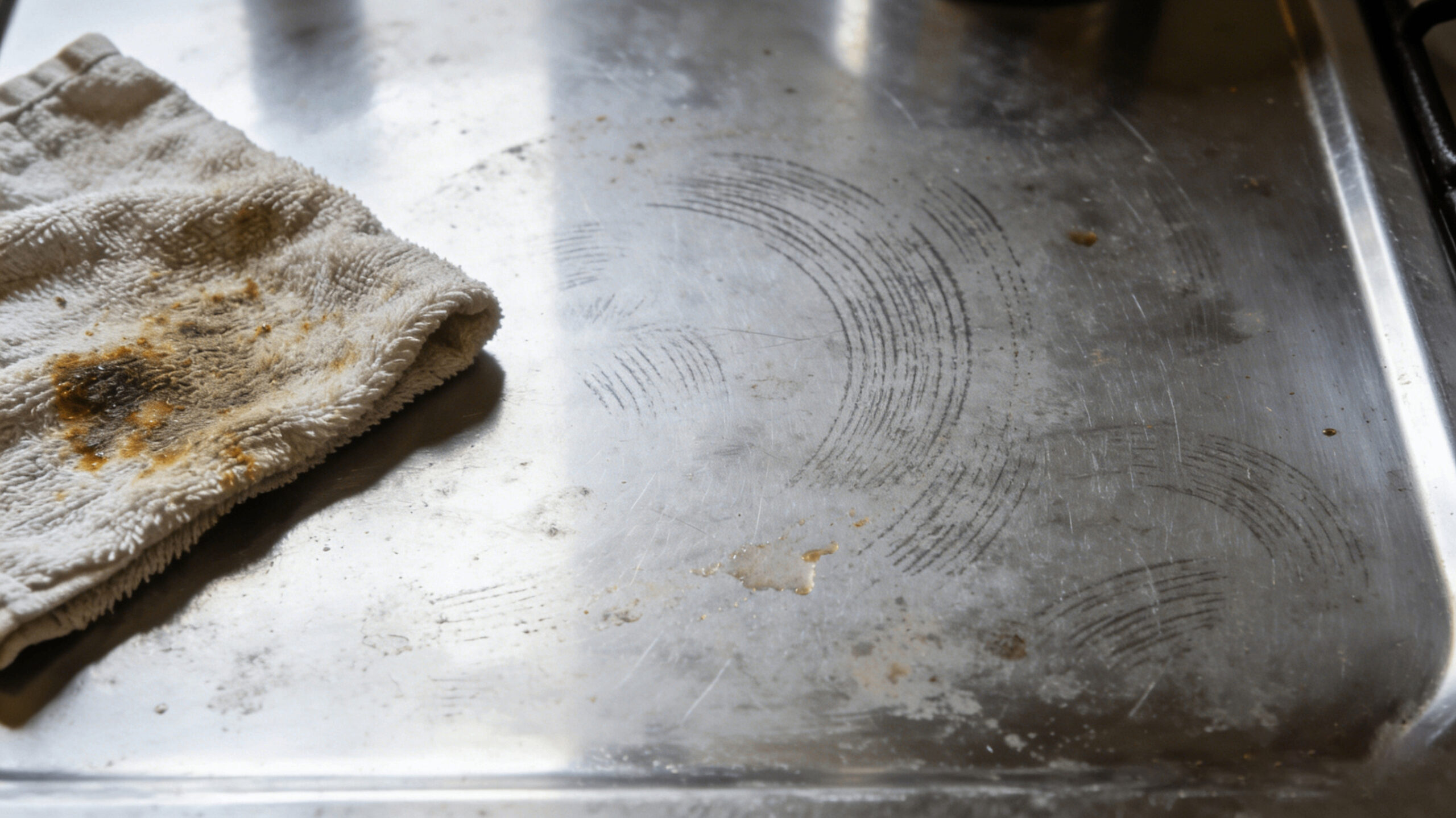 Cleaning Stainless Steel A shiny stainless steel refrigerator door