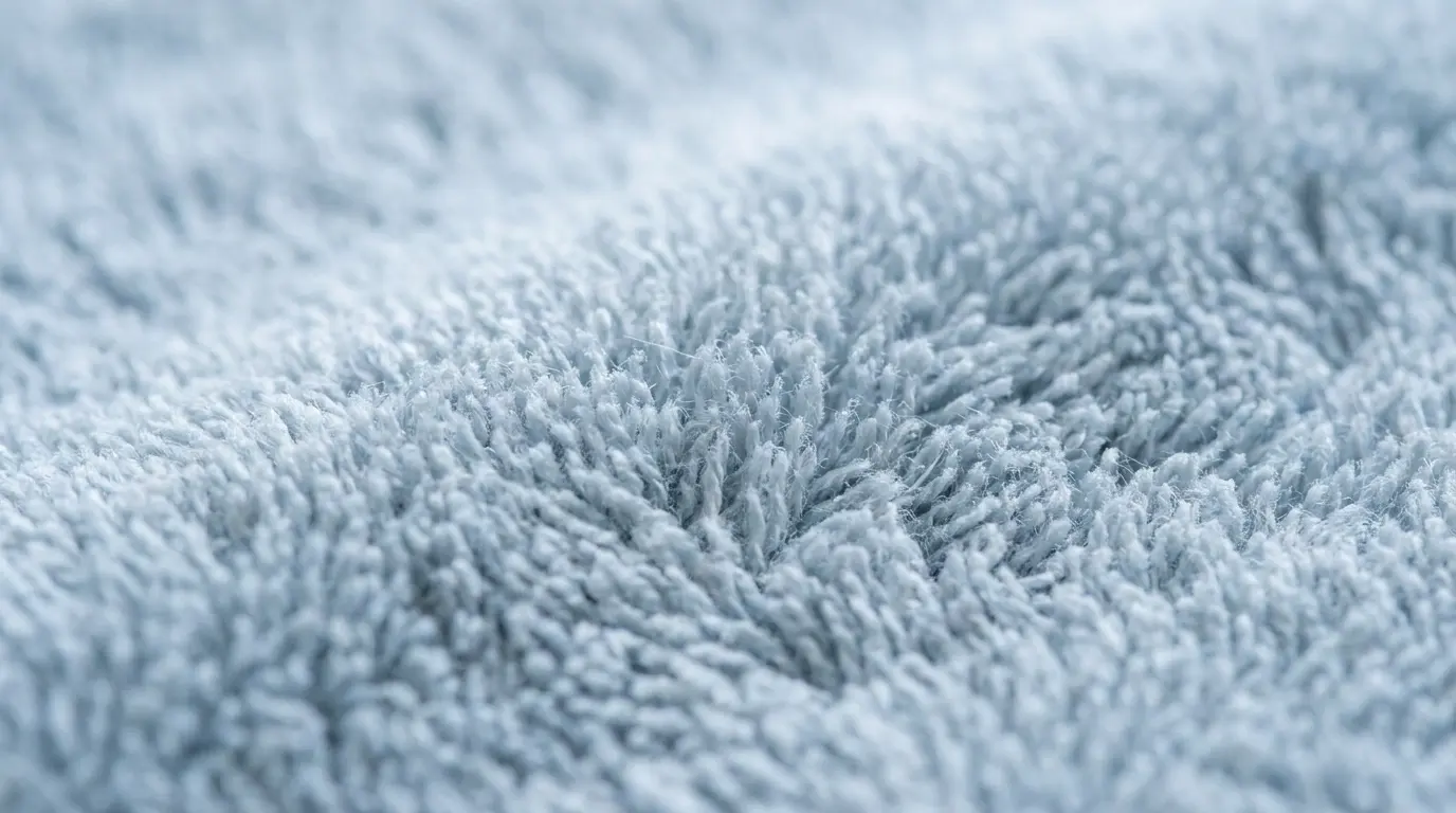 Microscopic view of microfiber strands trapping dirt particles