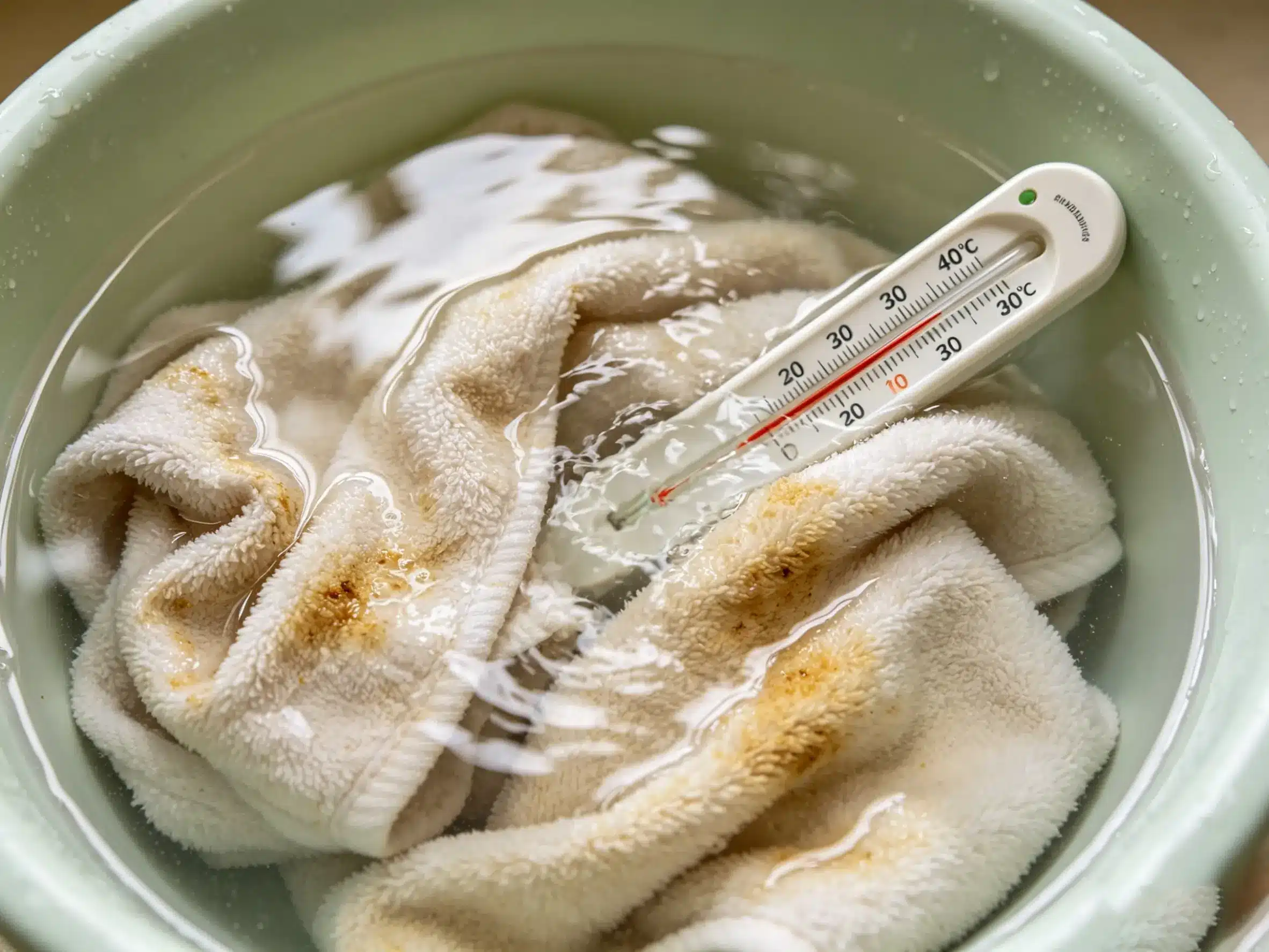 Washing machine temperature dial set to warm