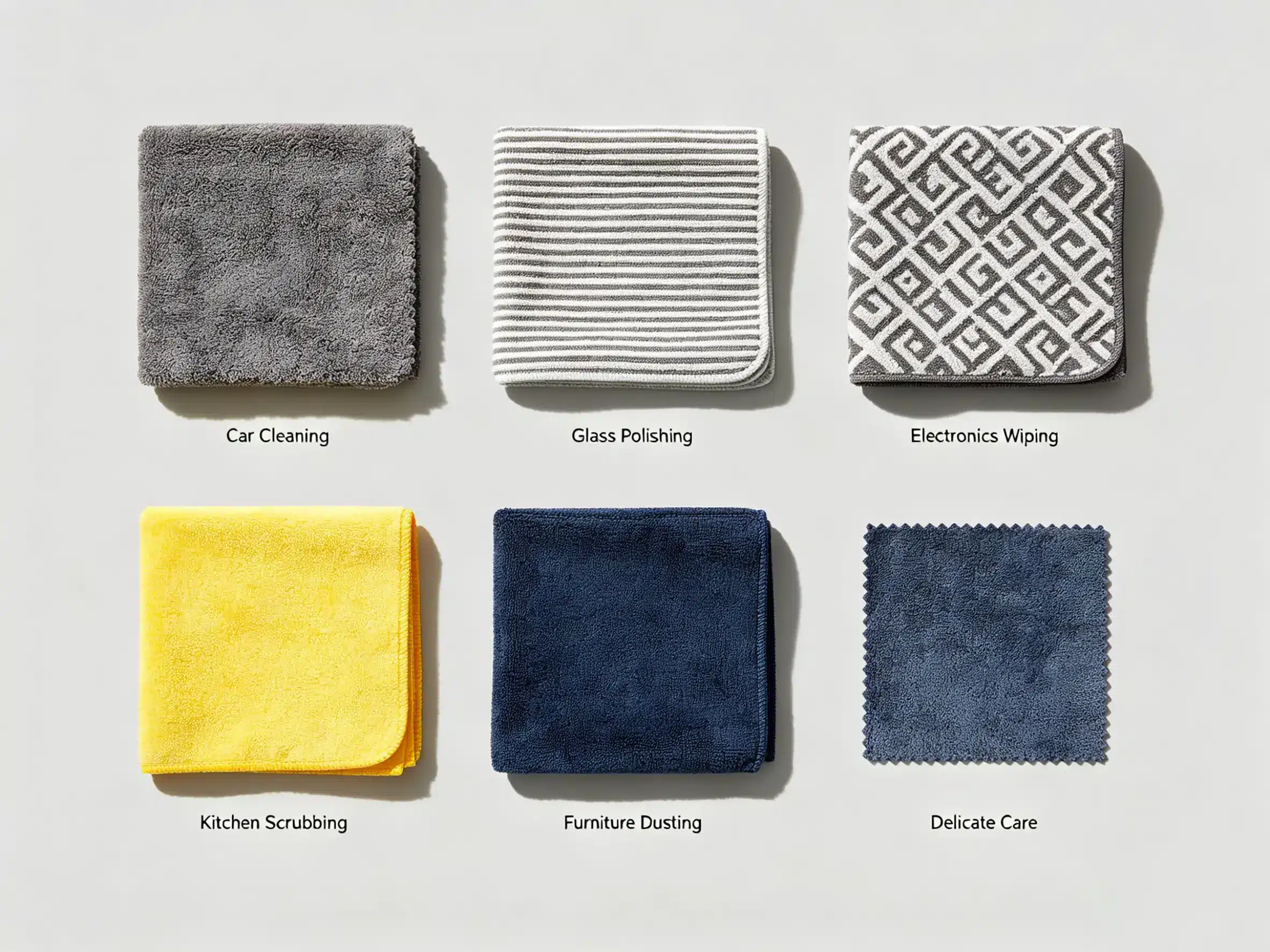 A variety of microfiber towels for different uses