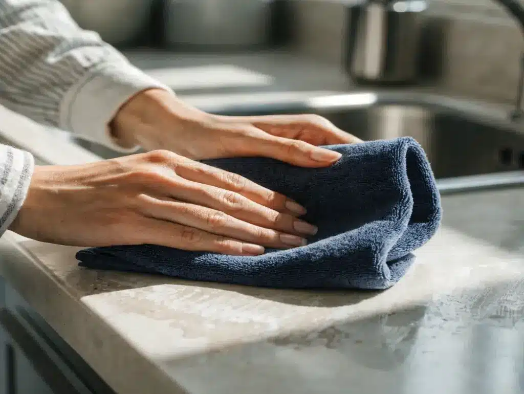 Effortless Cleaning with Microfiber a hand easily wiping a dirty surface with little effort