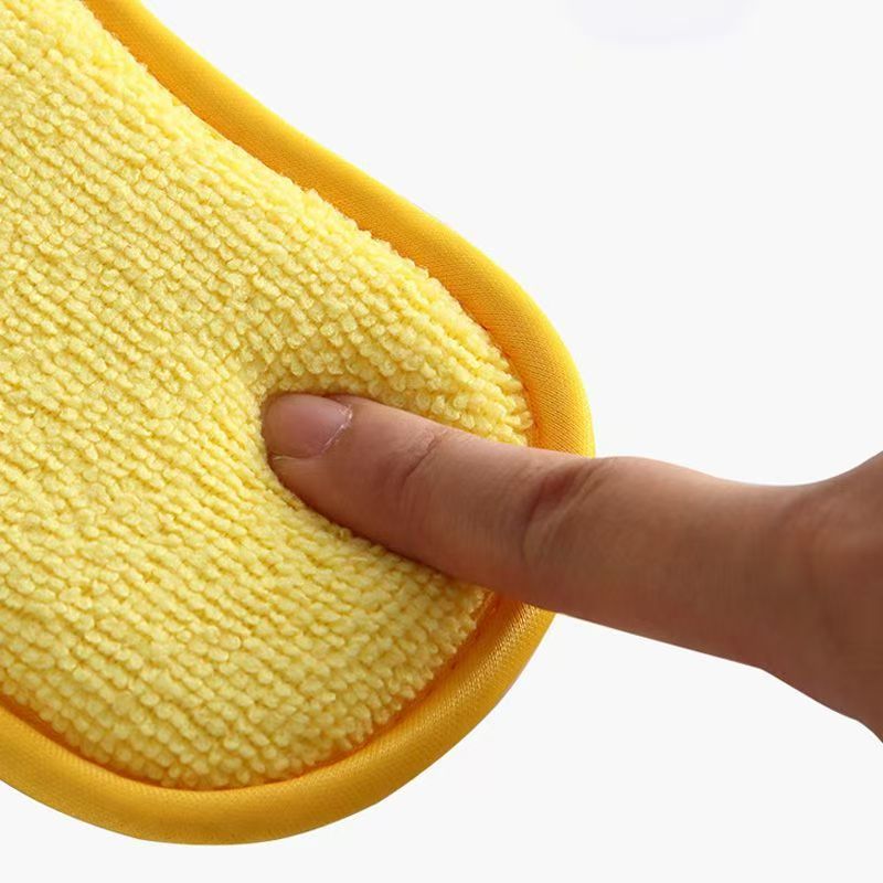 Sponge vs. Microfiber Cloth A side-by-side comparison of a sponge and a microfiber cloth