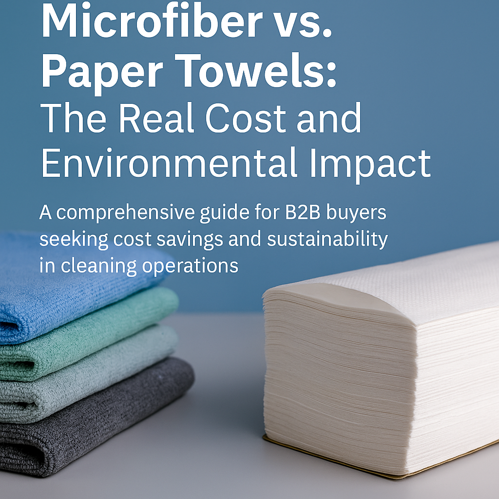 Infographic comparing microfiber cloths and paper towels in cost and environmental impact