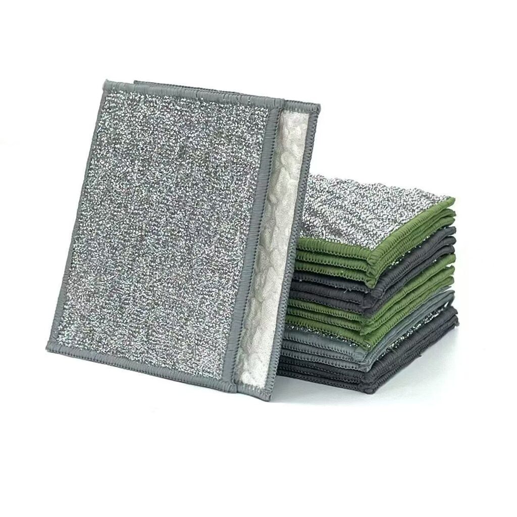 Neatly stacked seersucker dishcloths