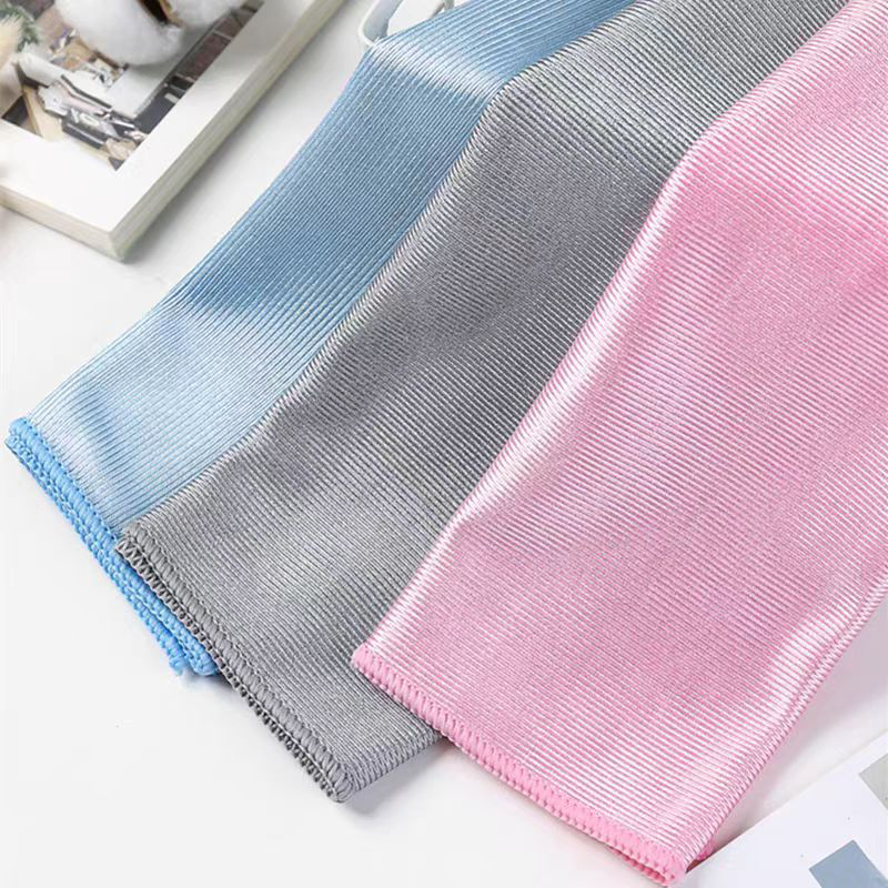 Assorted glossy microfiber cloths stacked for comparison