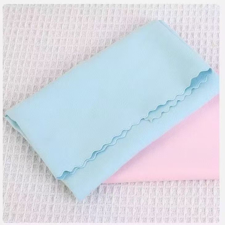 Blue and pink suede with no edges