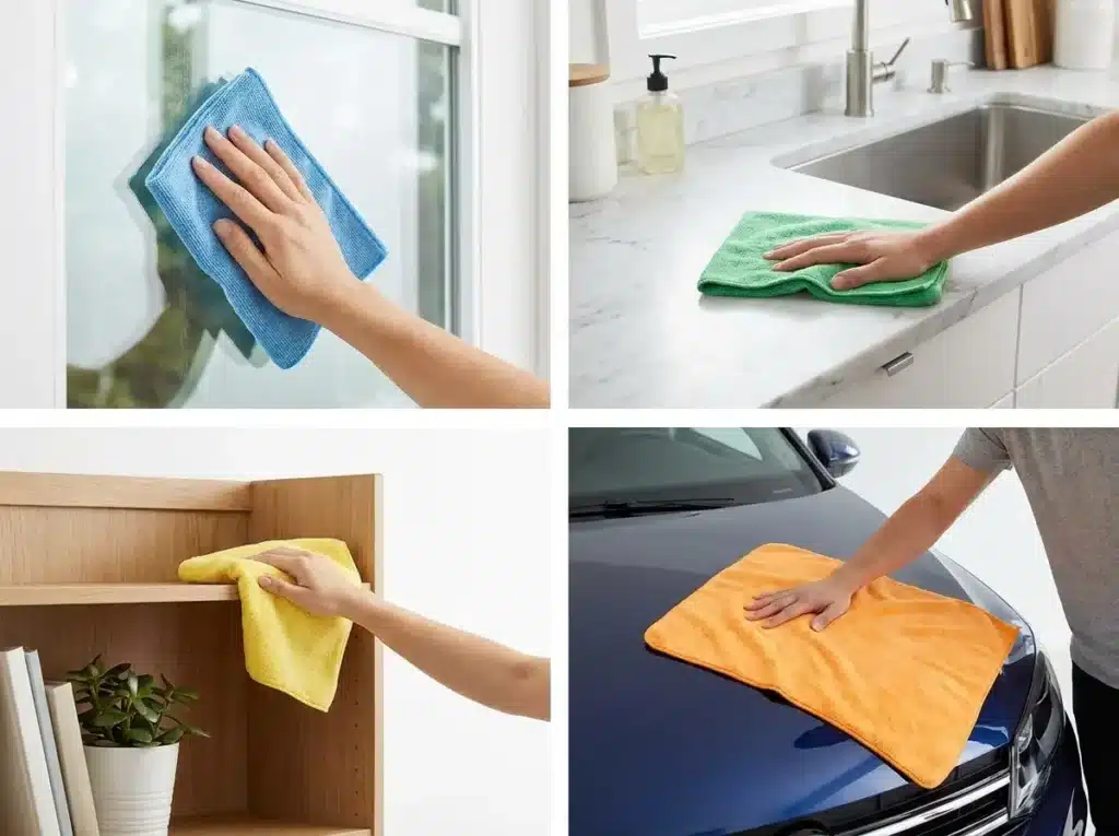 Multifunctional microfiber cleaning cloth