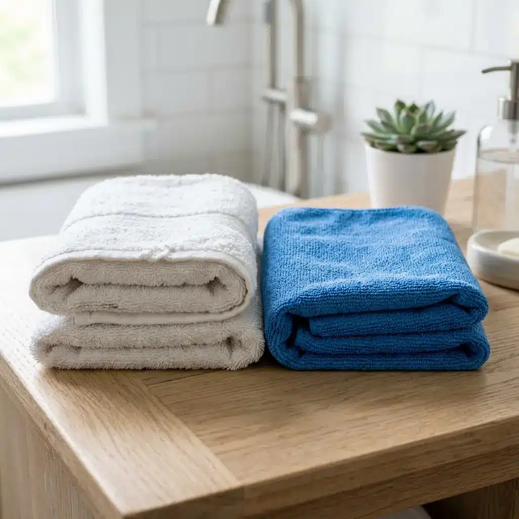 cotton and microfiber towels